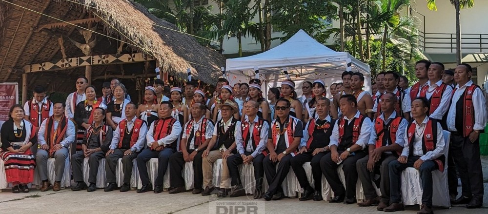 Community leaders with the cultural troupe of Chaga Gadi and Lamsimnyi festival in Chümoukedima.